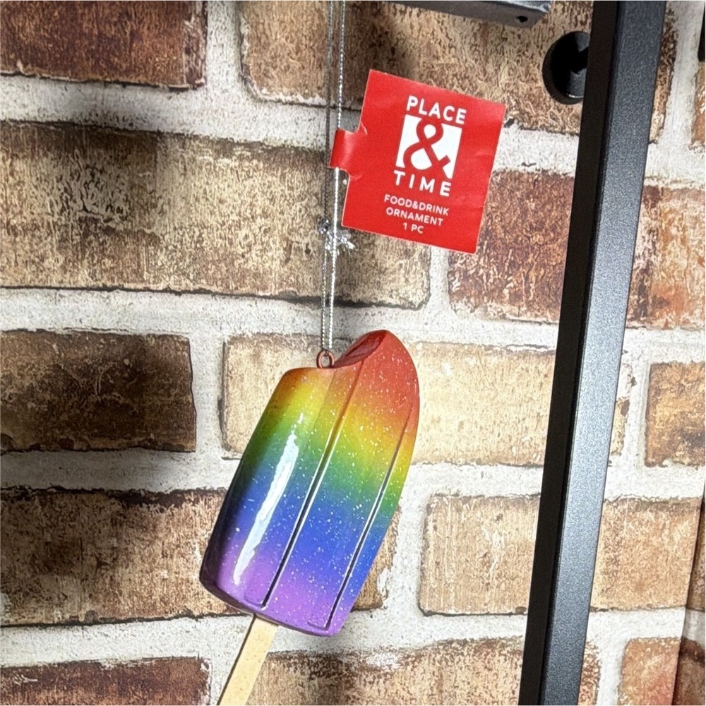 Place & Time Food & Drink Rainbow Popsicle Ornament Multicolor 1 Pc